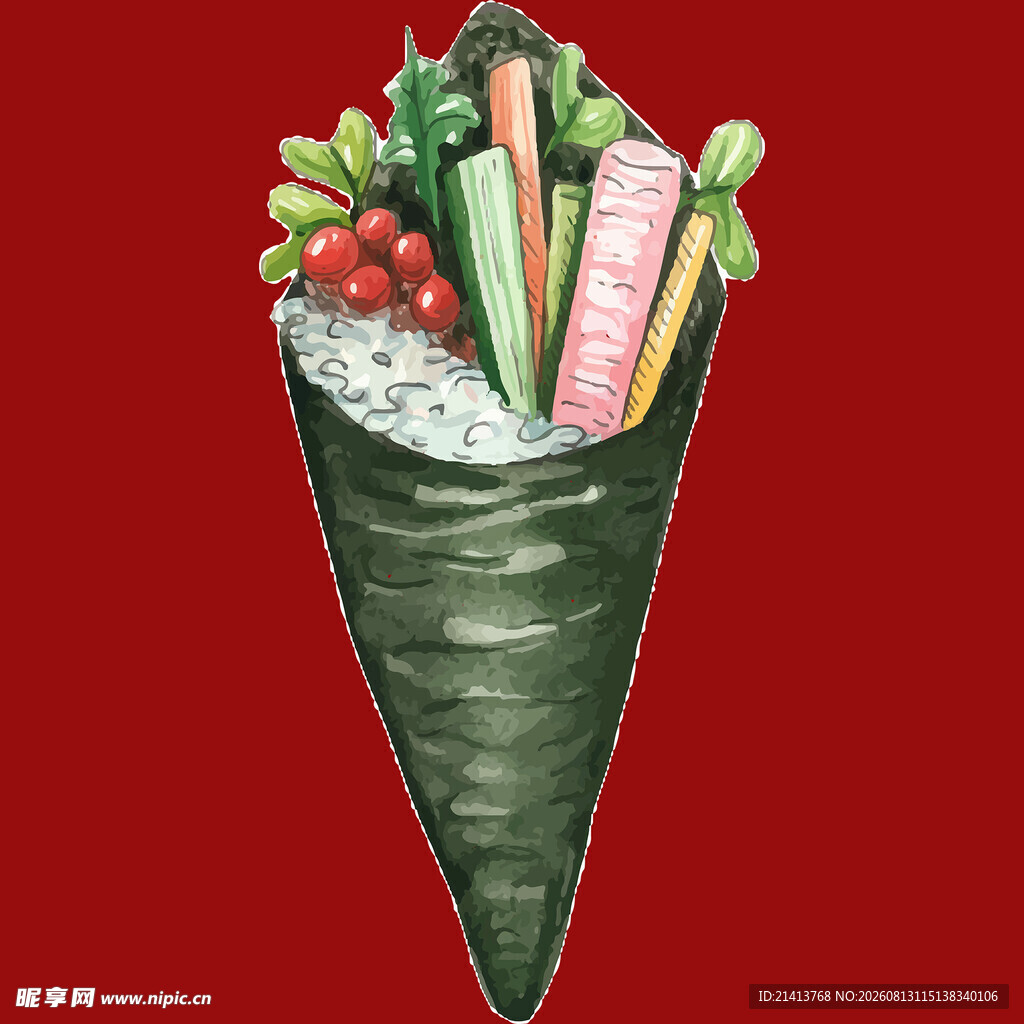 蔬菜寿司卷插画