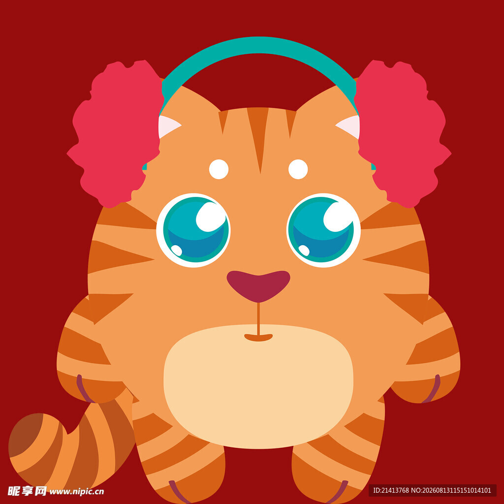 可爱条纹猫咪卡通形象