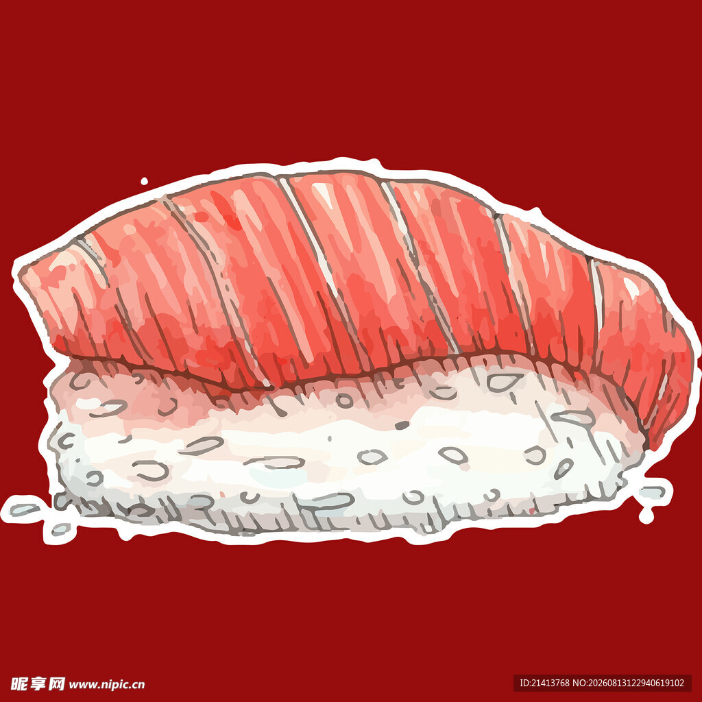 手绘美味三文鱼寿司