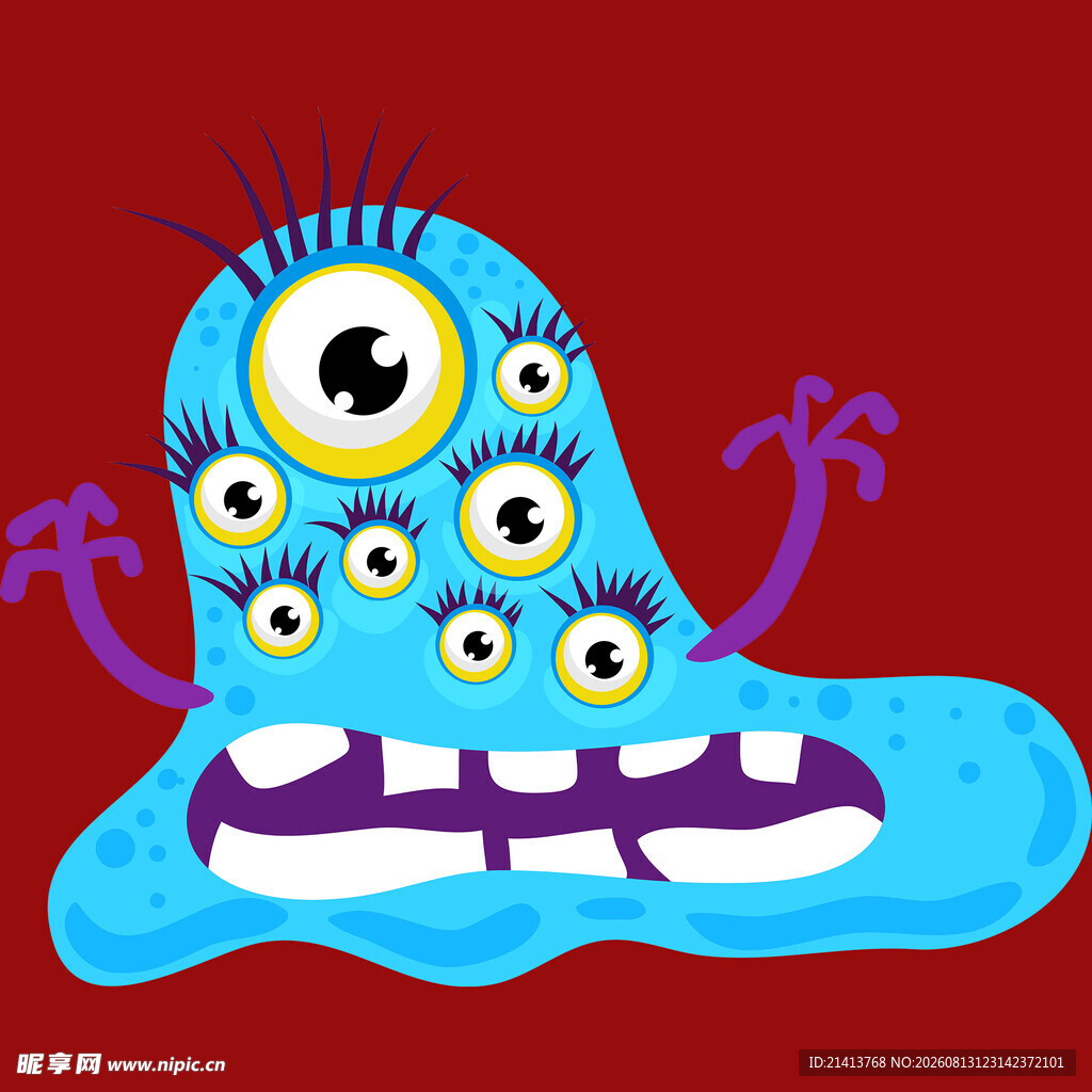 蓝色多眼怪物插画