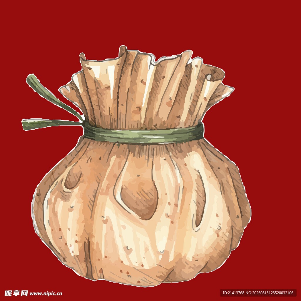 手绘麻布袋子插画