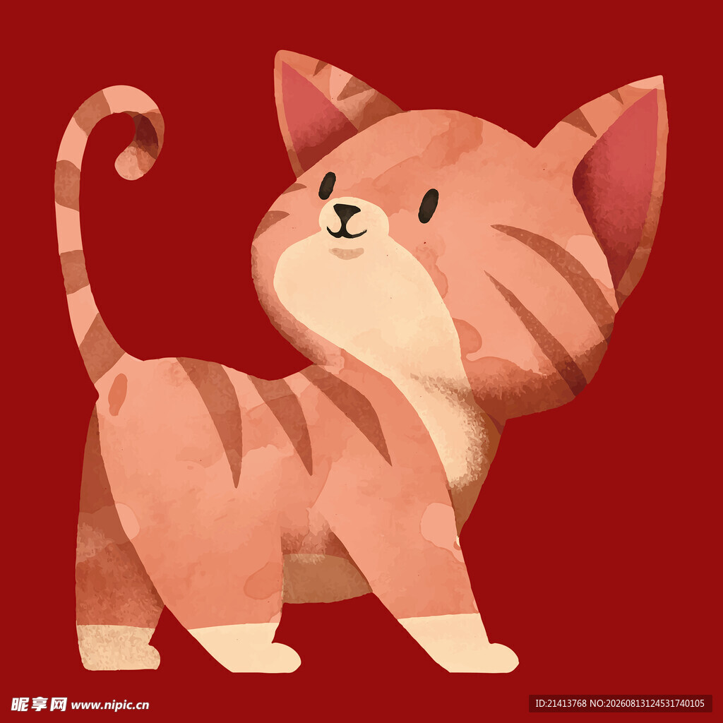 可爱条纹小猫插画