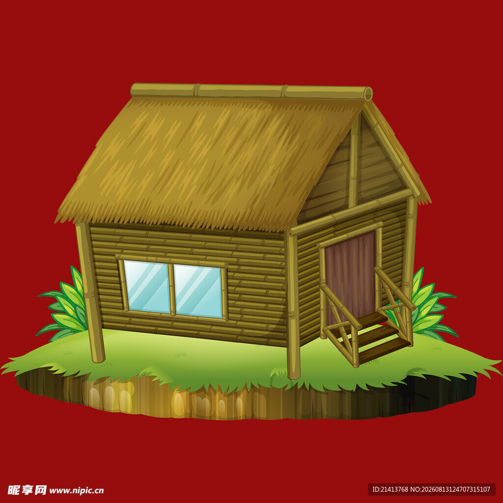 卡通风格的木质小屋