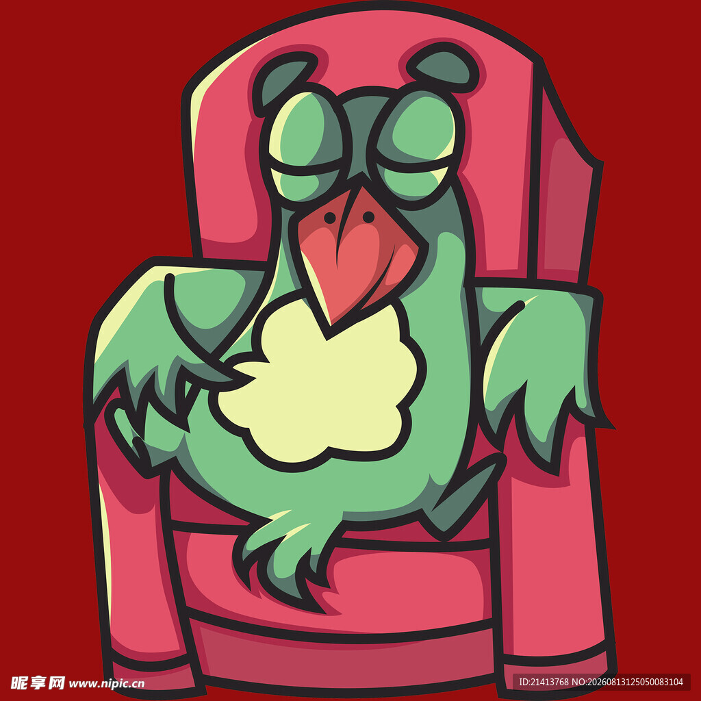 绿鹦鹉惬意躺粉色沙发
