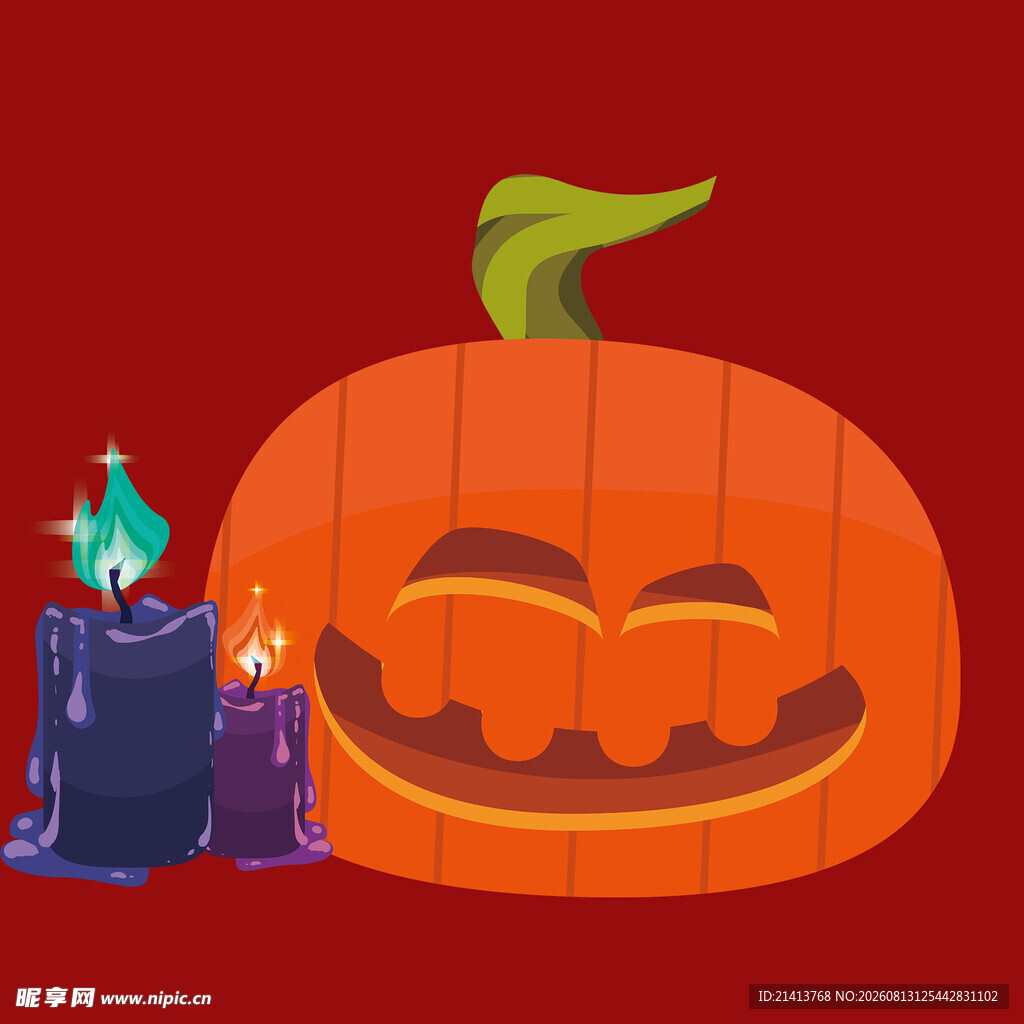 万圣节南瓜与魔法蜡烛