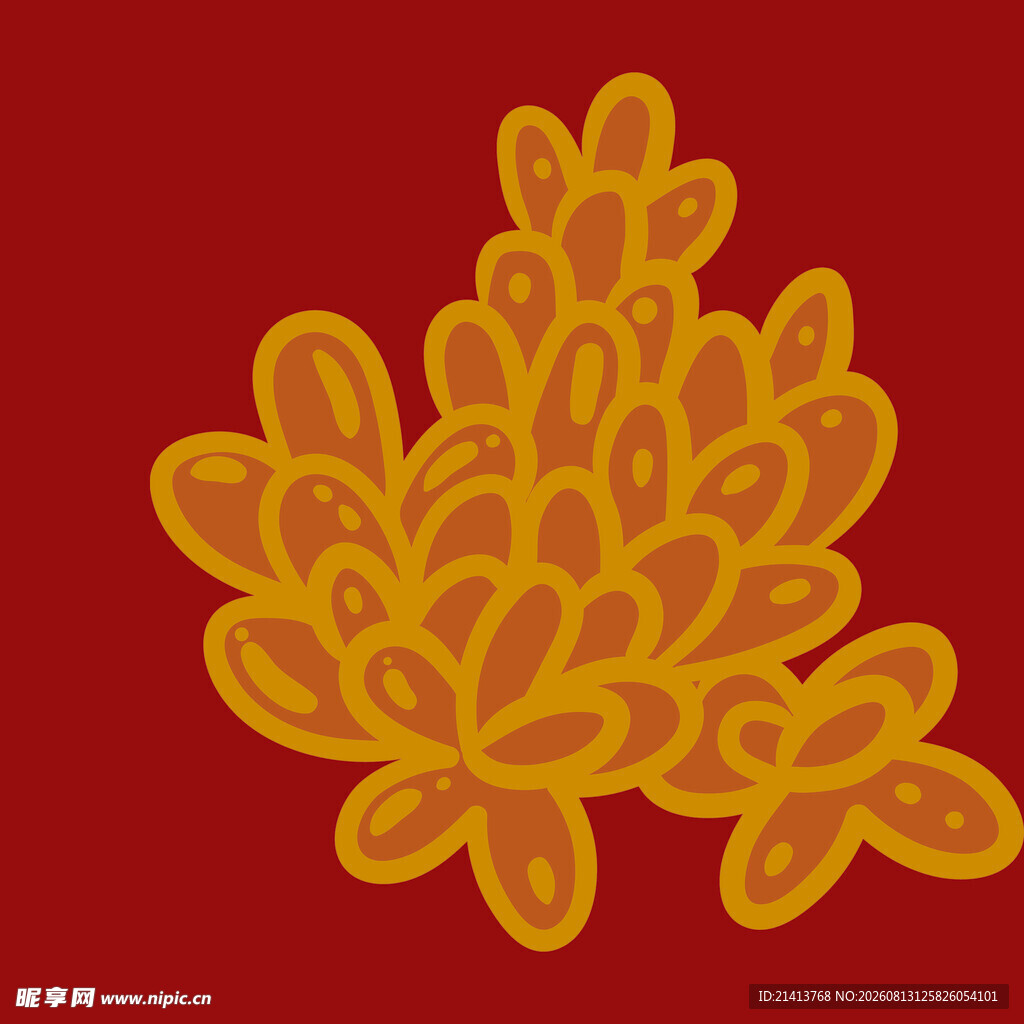 红色背景上的黄色菊花图案