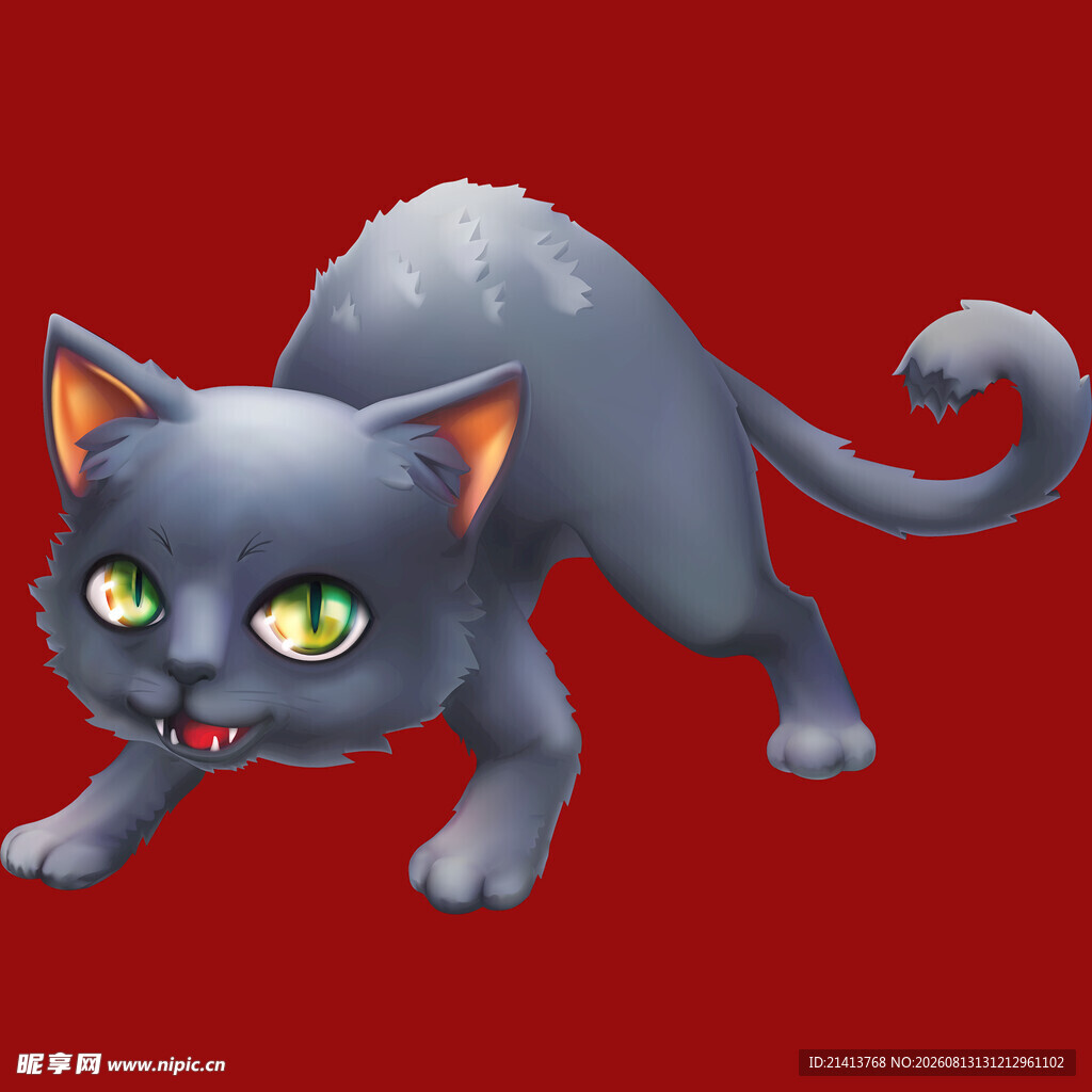 灰黑猫形象眼神狡黠