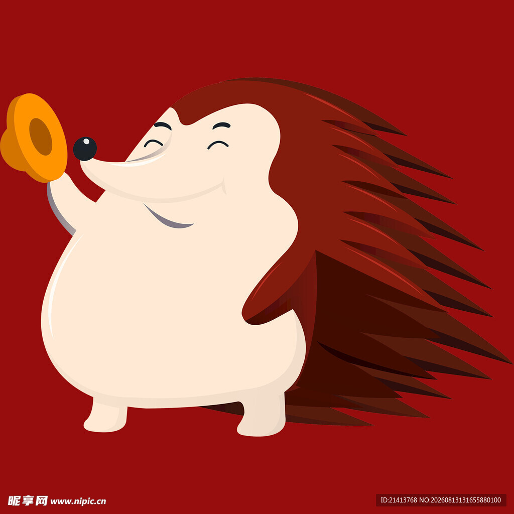 吹喇叭的可爱小刺猬