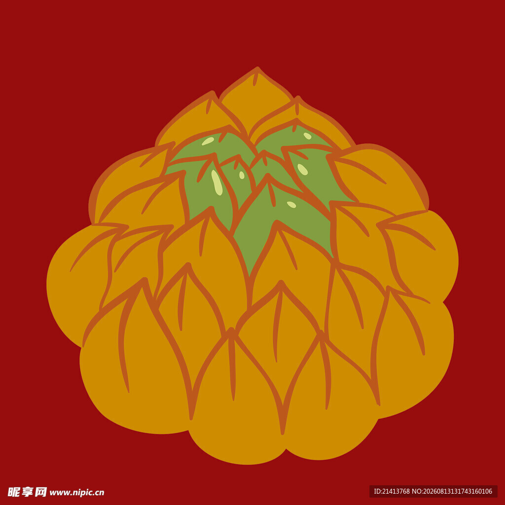 红色背景上的黄色莲花图案