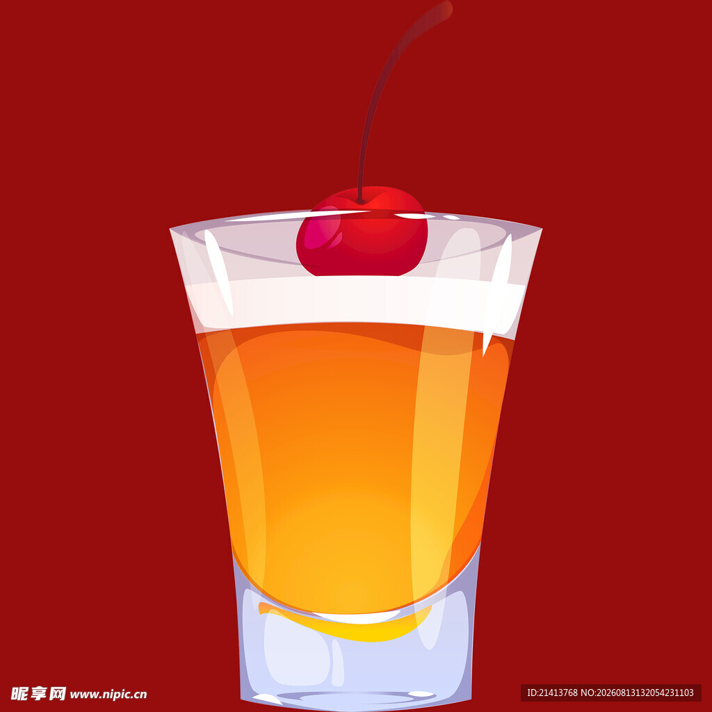 樱桃装饰的橙色鸡尾酒