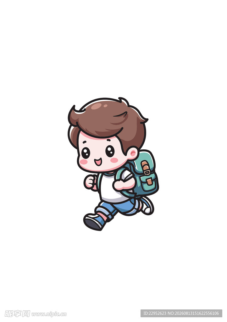 开学季卡通扁平化矢量男孩