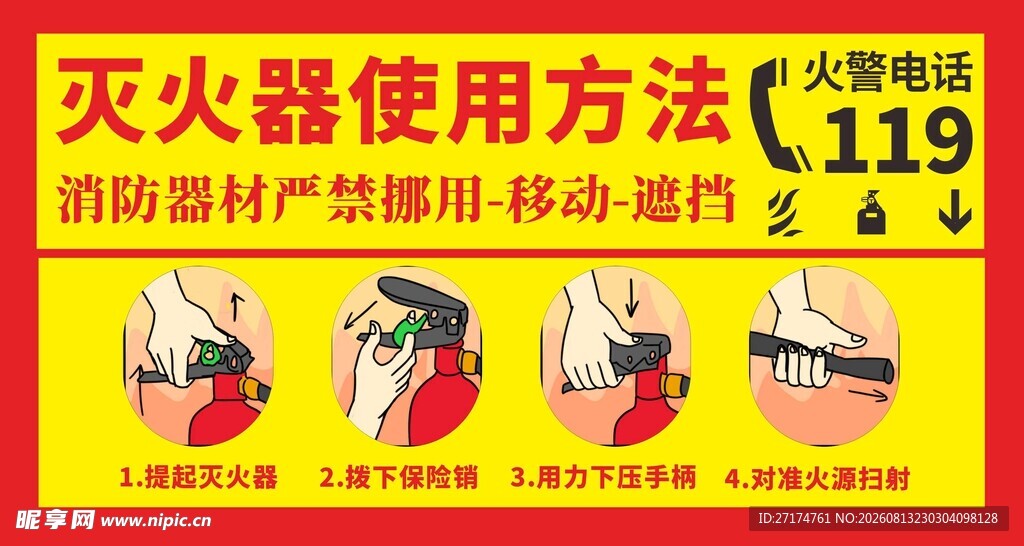 灭火器使用方法宣传海报