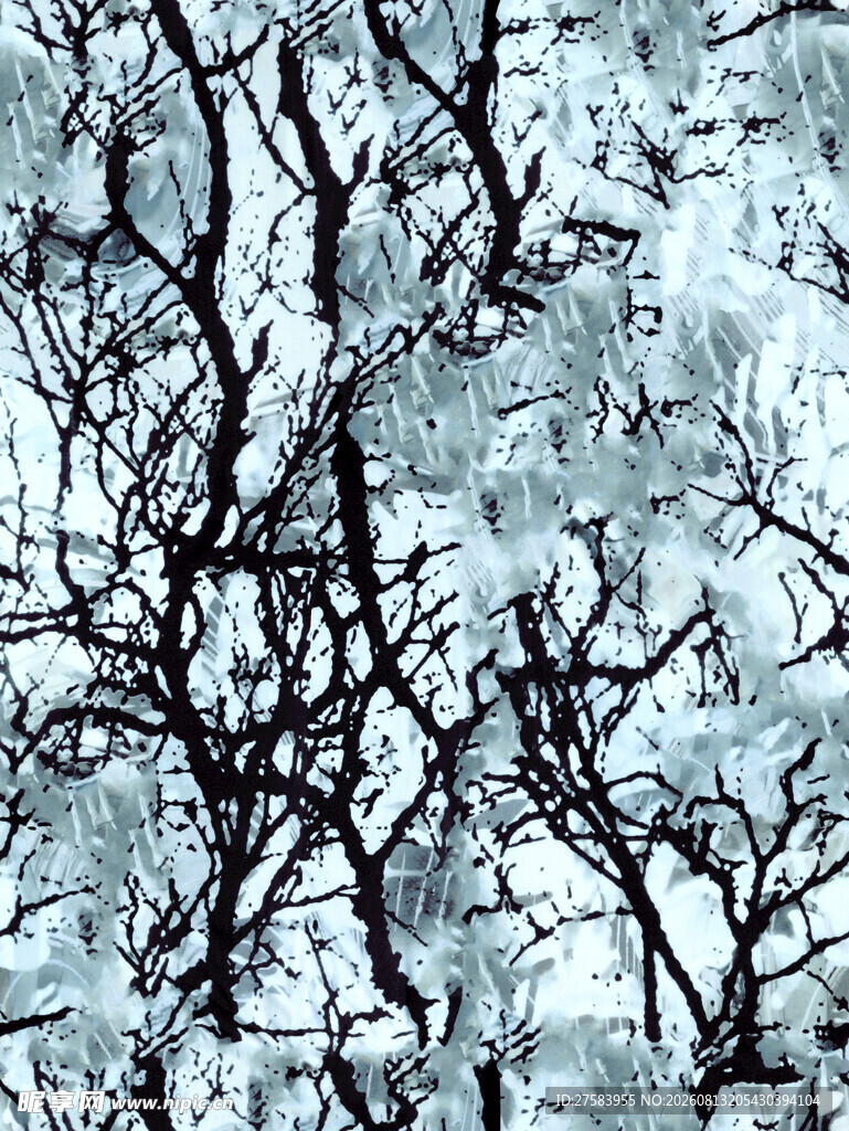 冬日枯树雪景