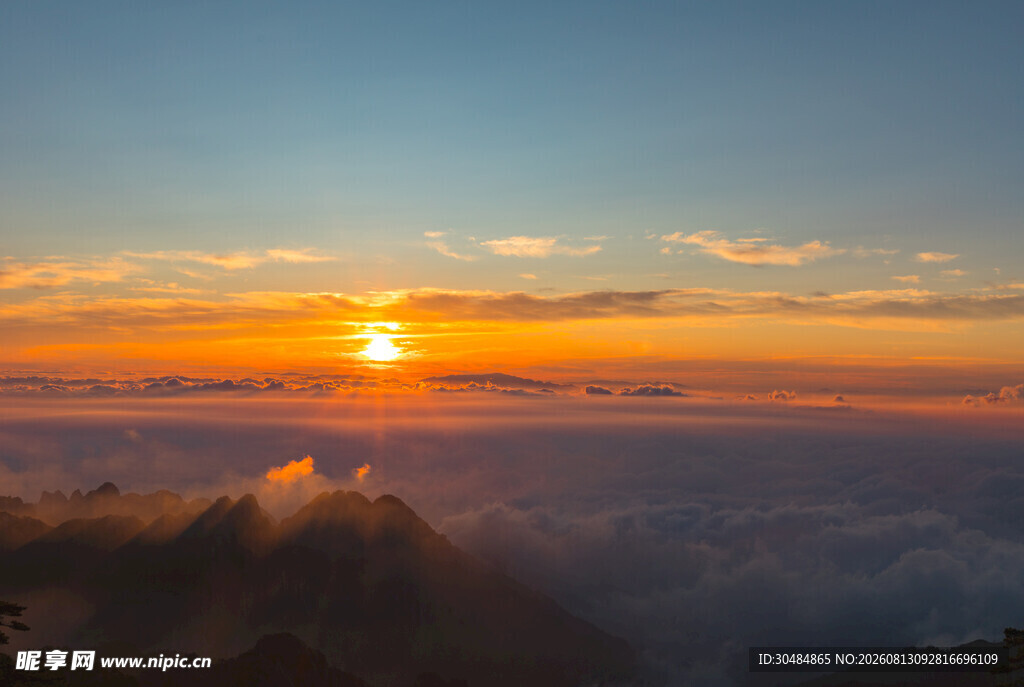 黄山日出云海壮丽景观