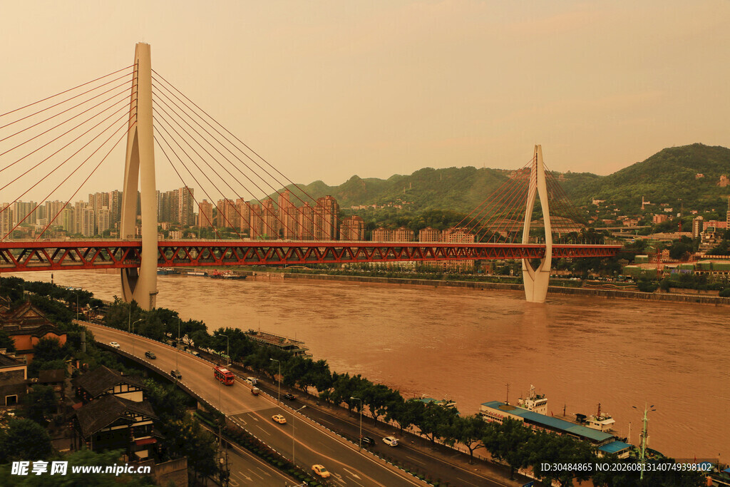 重庆跨江大桥城市风光