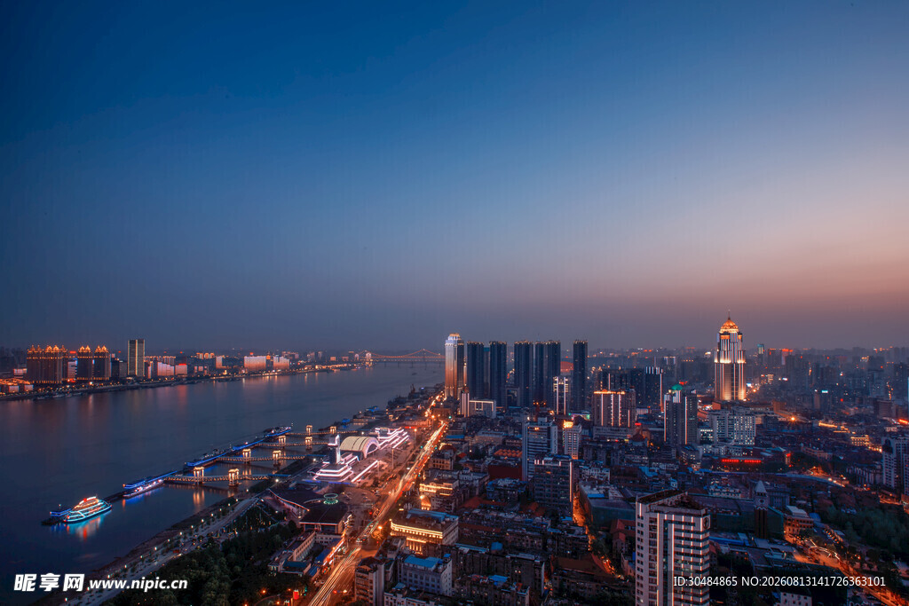 城市夜景俯瞰璀璨灯火