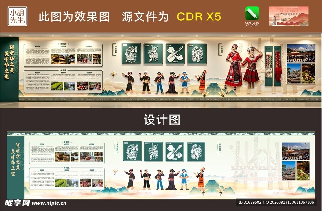 景颇族布朗族民族文化展板