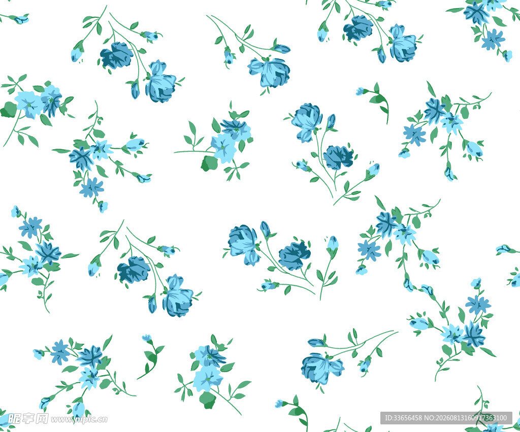 蓝白花卉图案背景