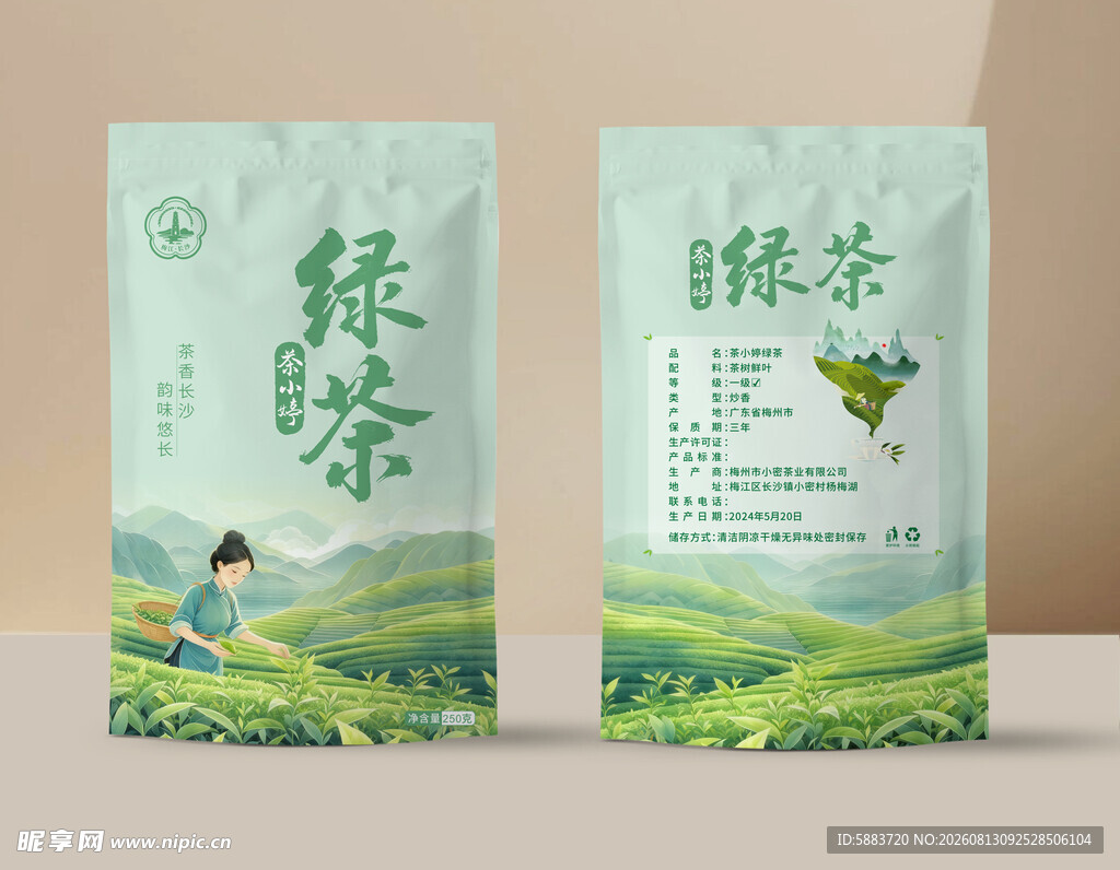 梅州高山绿茶包装设计平面图