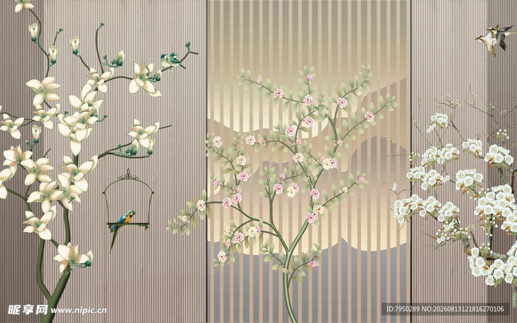 素雅白色花卉装饰画面