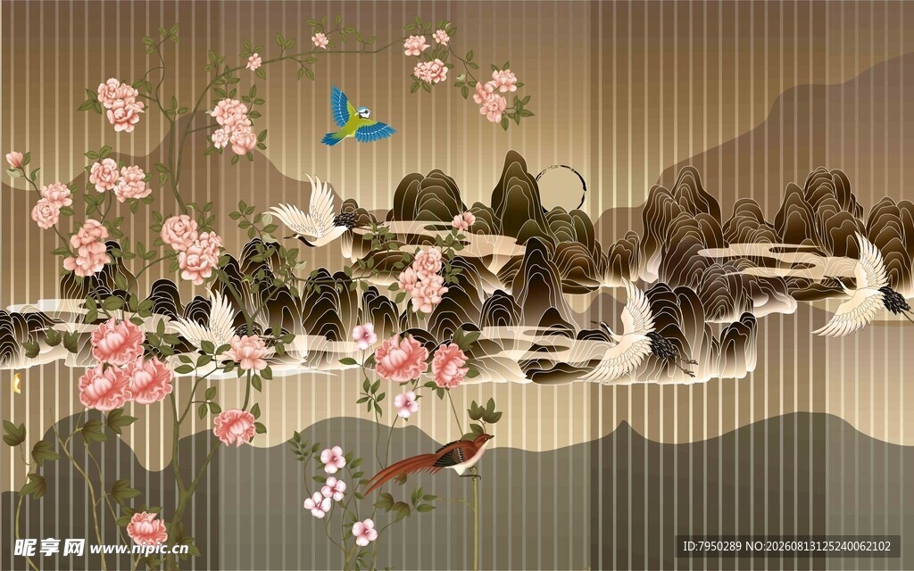 中式山水花鸟场景布置