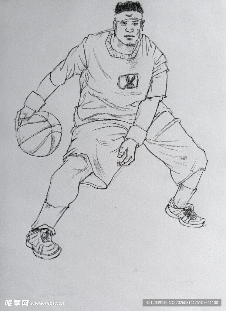 打篮球男青年人物速写