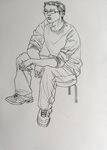 坐姿男青年人物速写