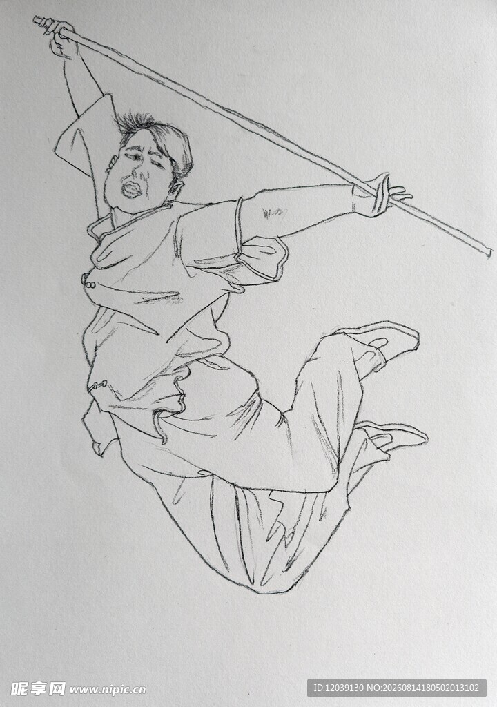 男青年跳舞人物速写