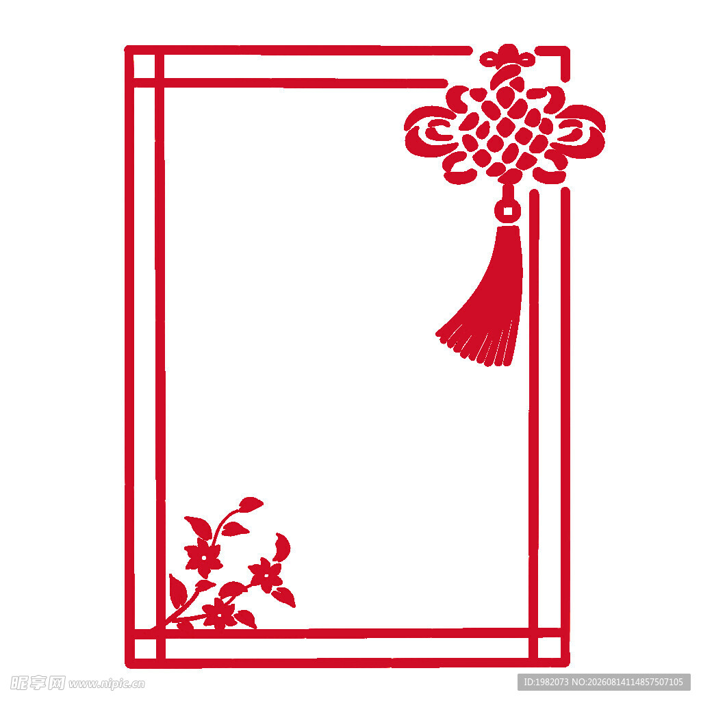 中式红框中国结装饰图案