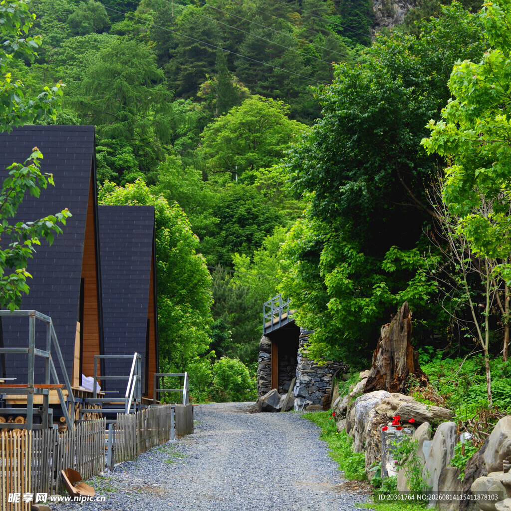 山间小屋旁的清幽小路