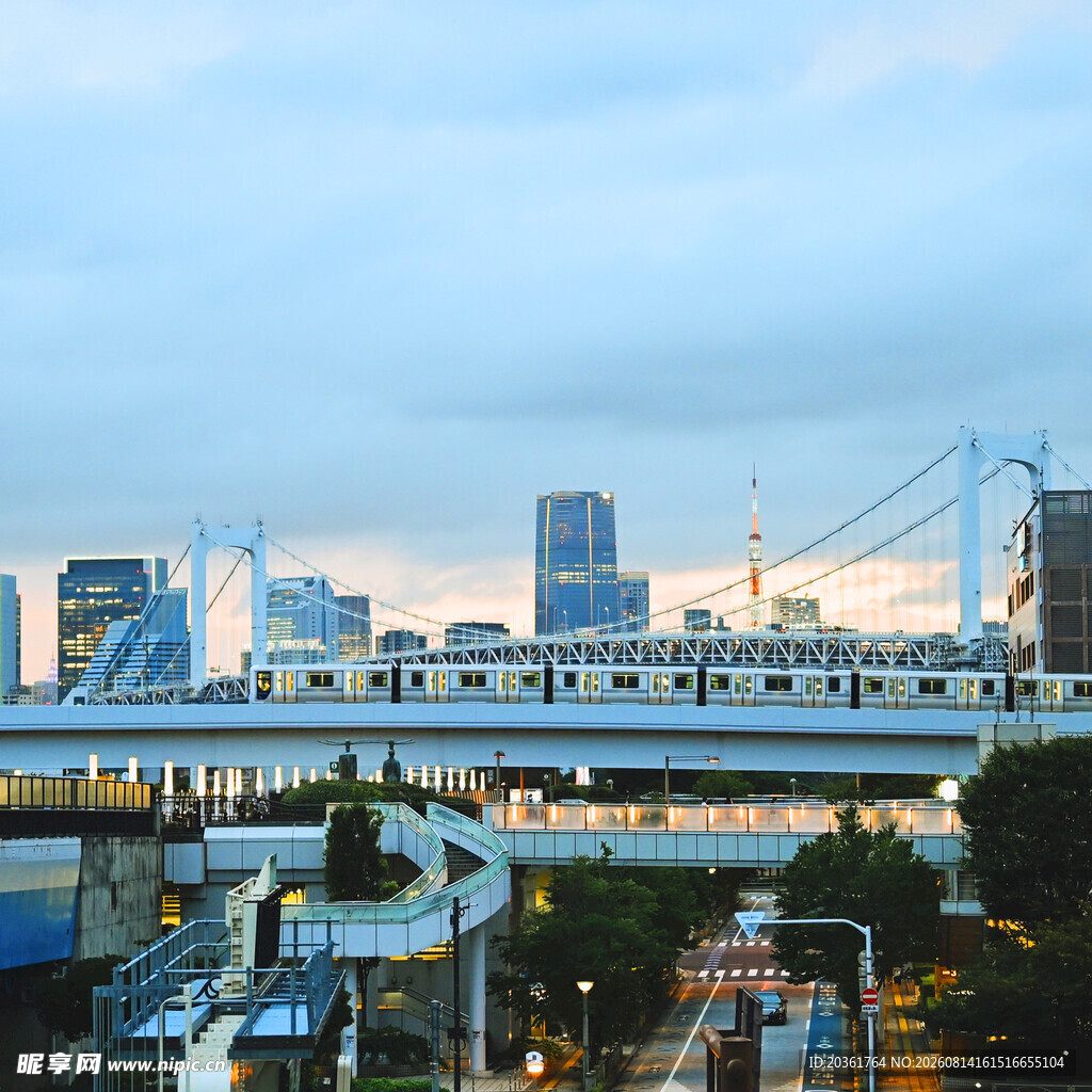 城市高架桥与现代建筑景观