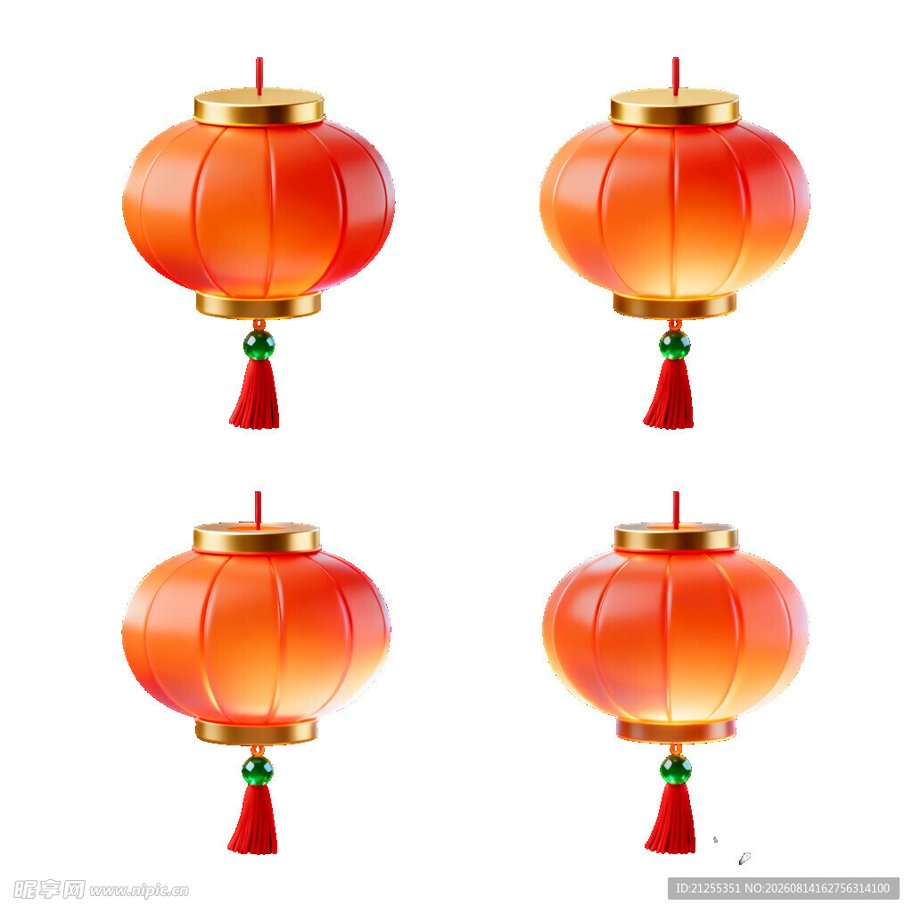 四盏喜庆中式红灯笼