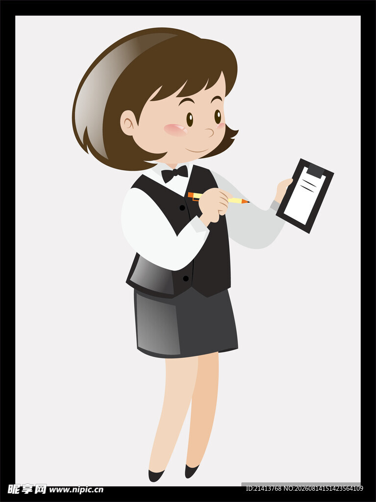 女服务员手持平板服务