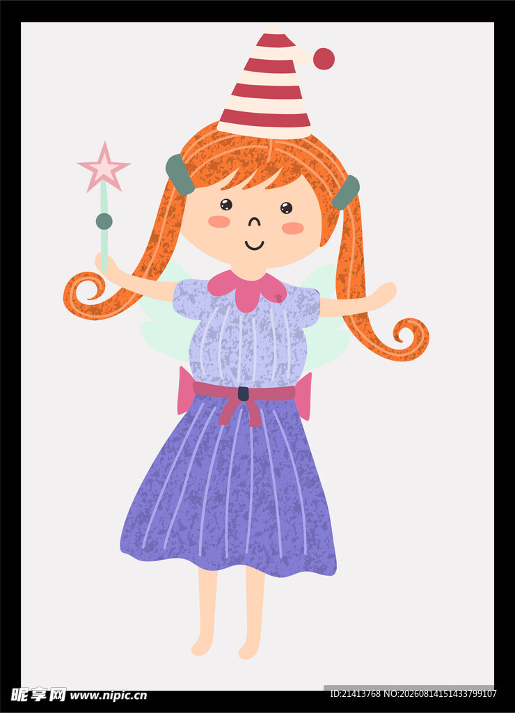 手持魔杖的可爱小女孩