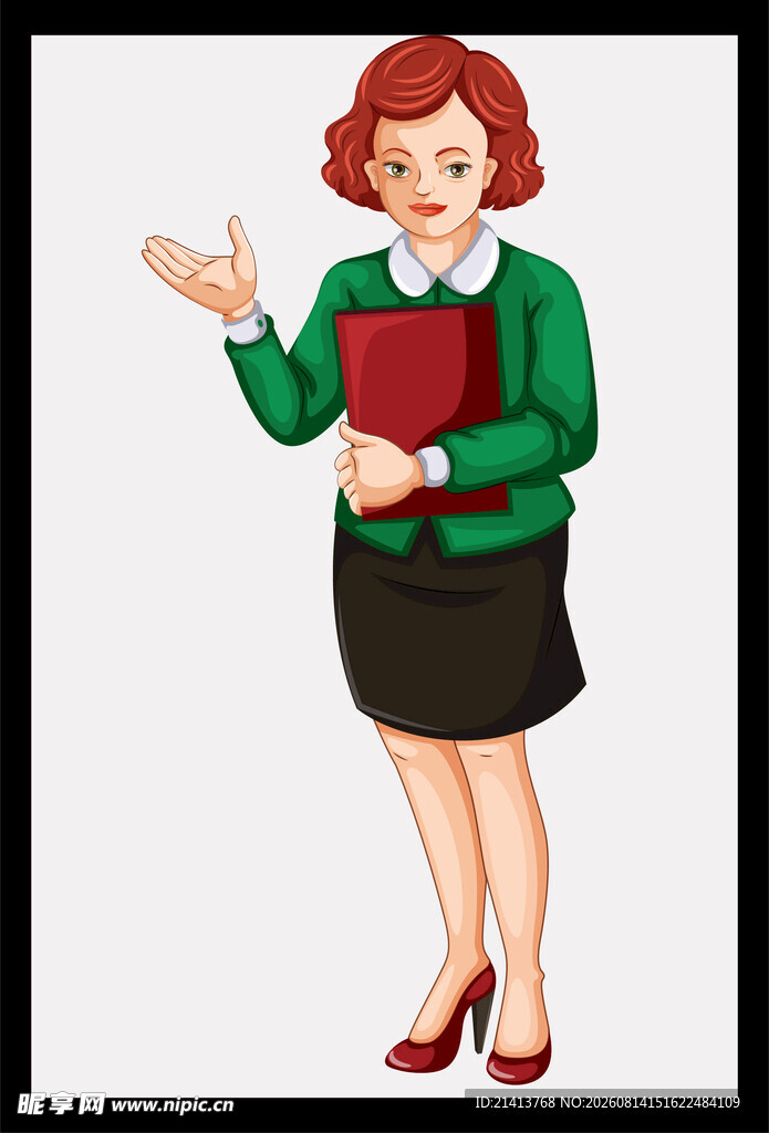 优雅女教师手持书本示意