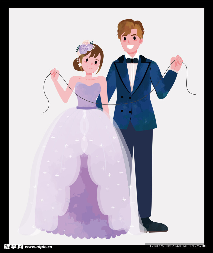 浪漫新婚夫妇甜蜜形象