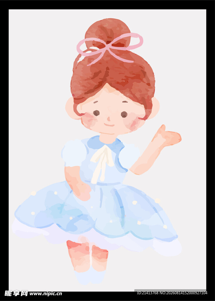 可爱芭蕾小女孩插画