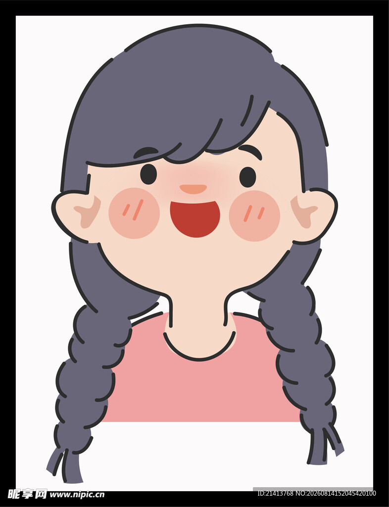 扎双辫的可爱小女孩