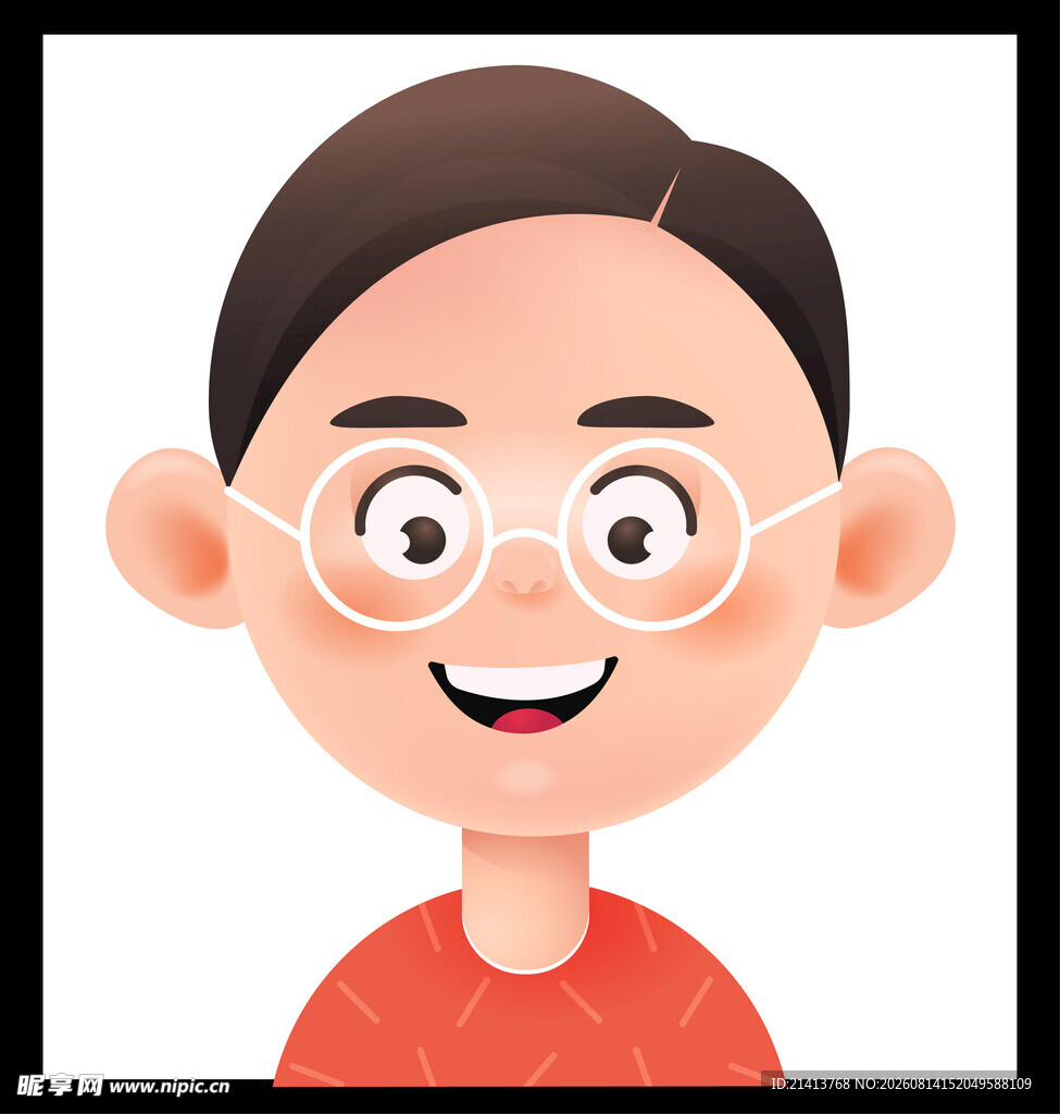 戴眼镜的开心男孩