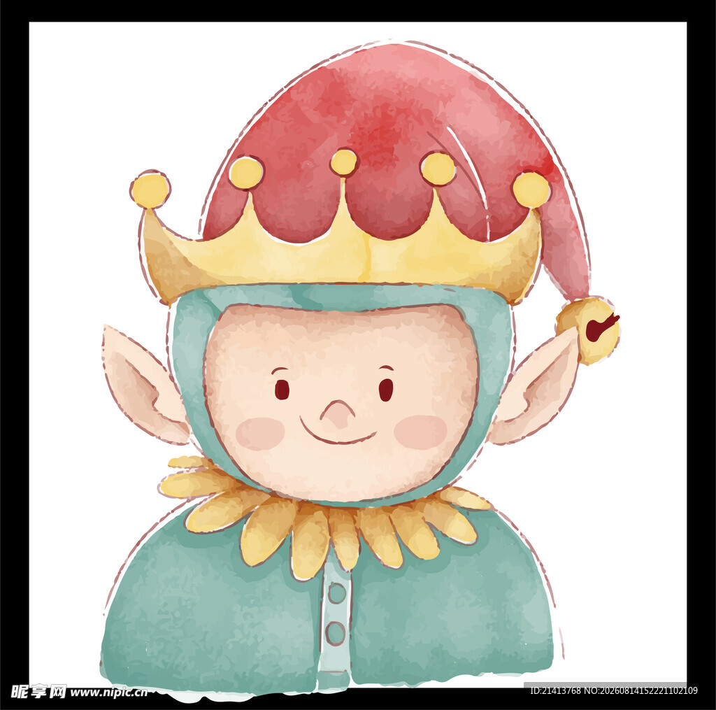戴皇冠小精灵插画