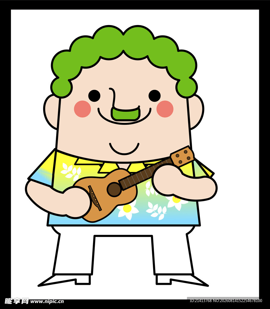 弹尤克里里的快乐卡通人物
