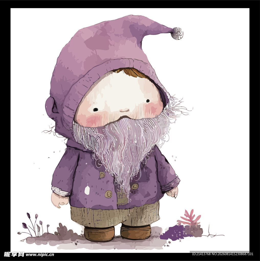 紫色小矮人插画