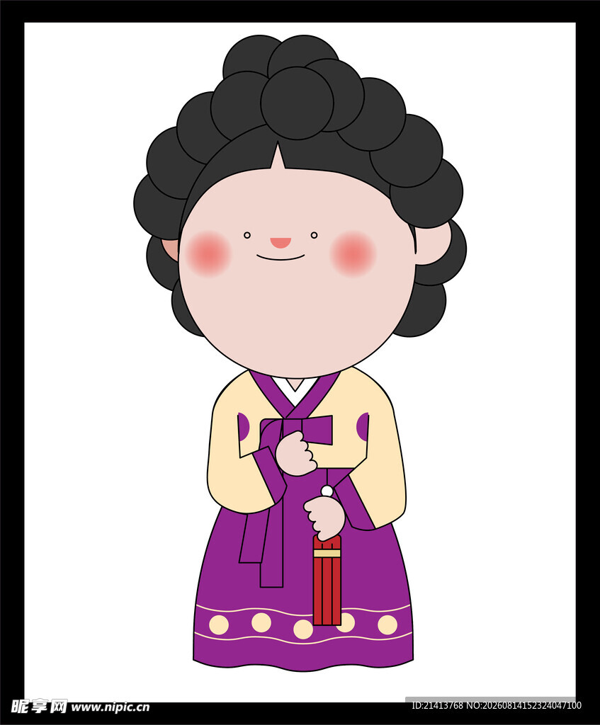 穿韩服的可爱卡通老奶奶