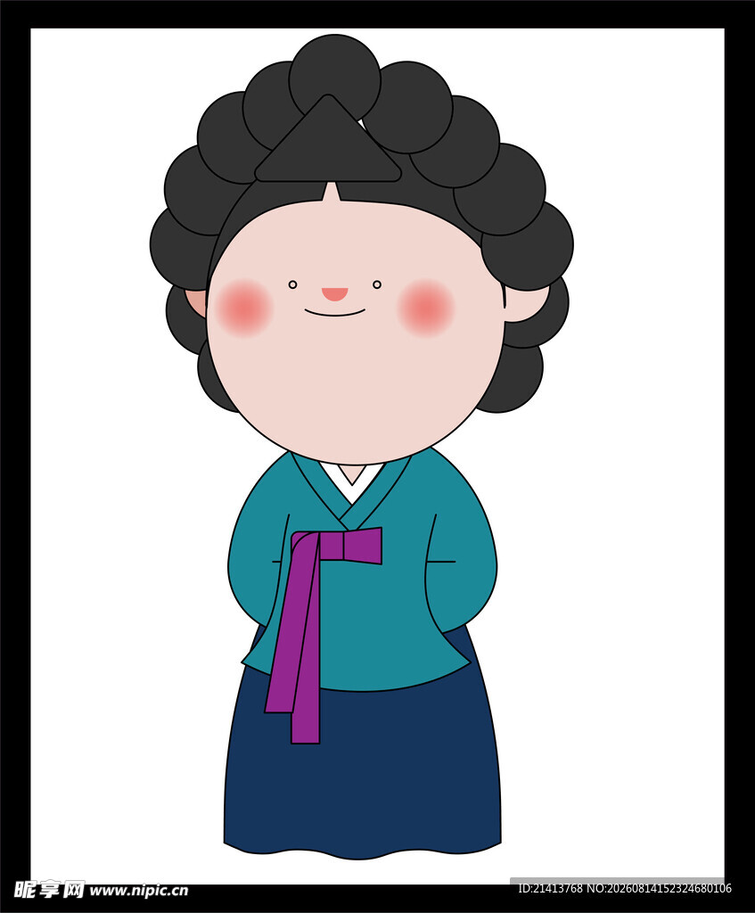可爱卡通形象的传统服饰女性