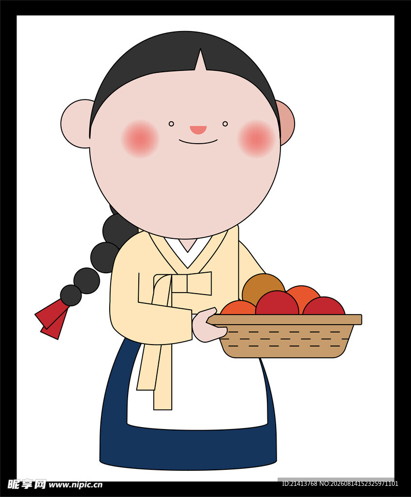 古代女孩端果篮