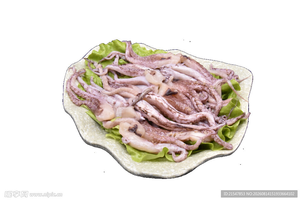 新鲜鱿鱼须摆盘