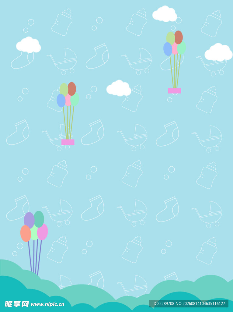 卡通天空气球背景