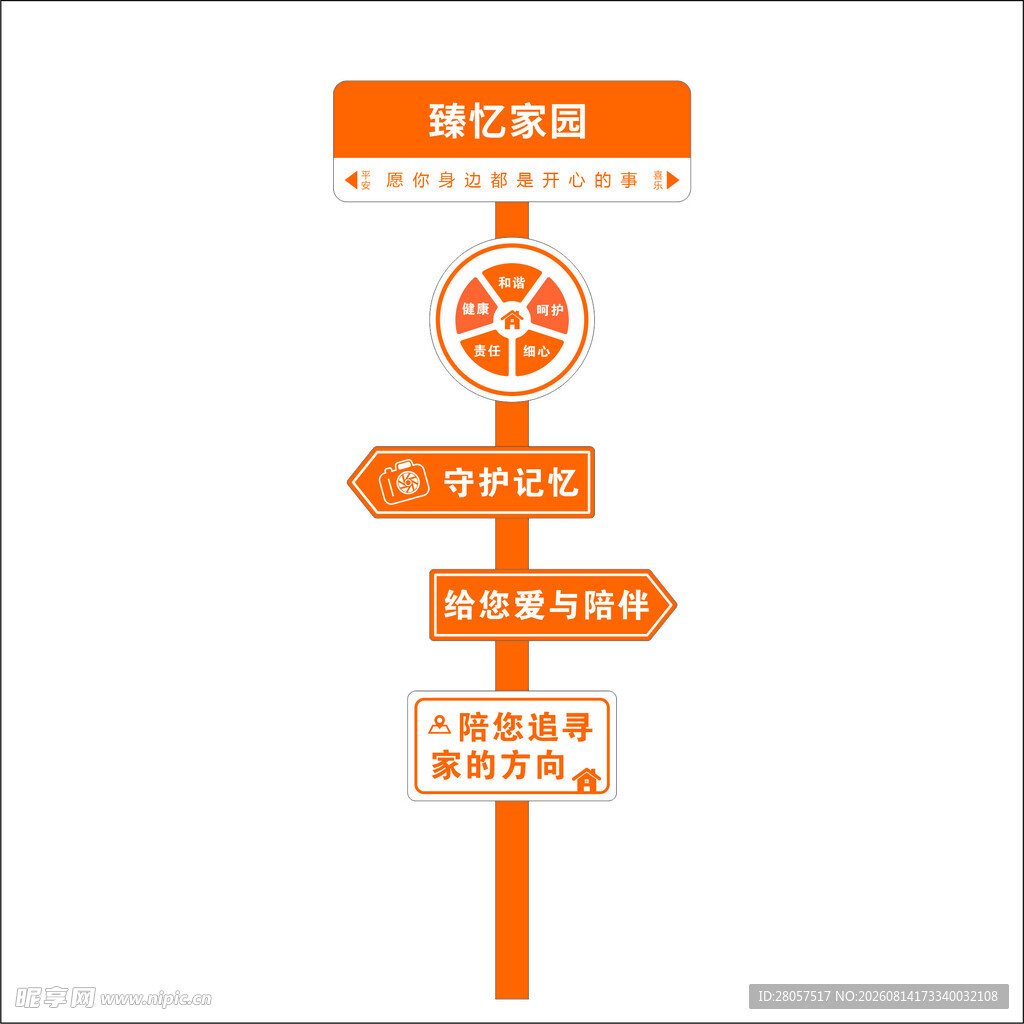 橙色多向指示牌