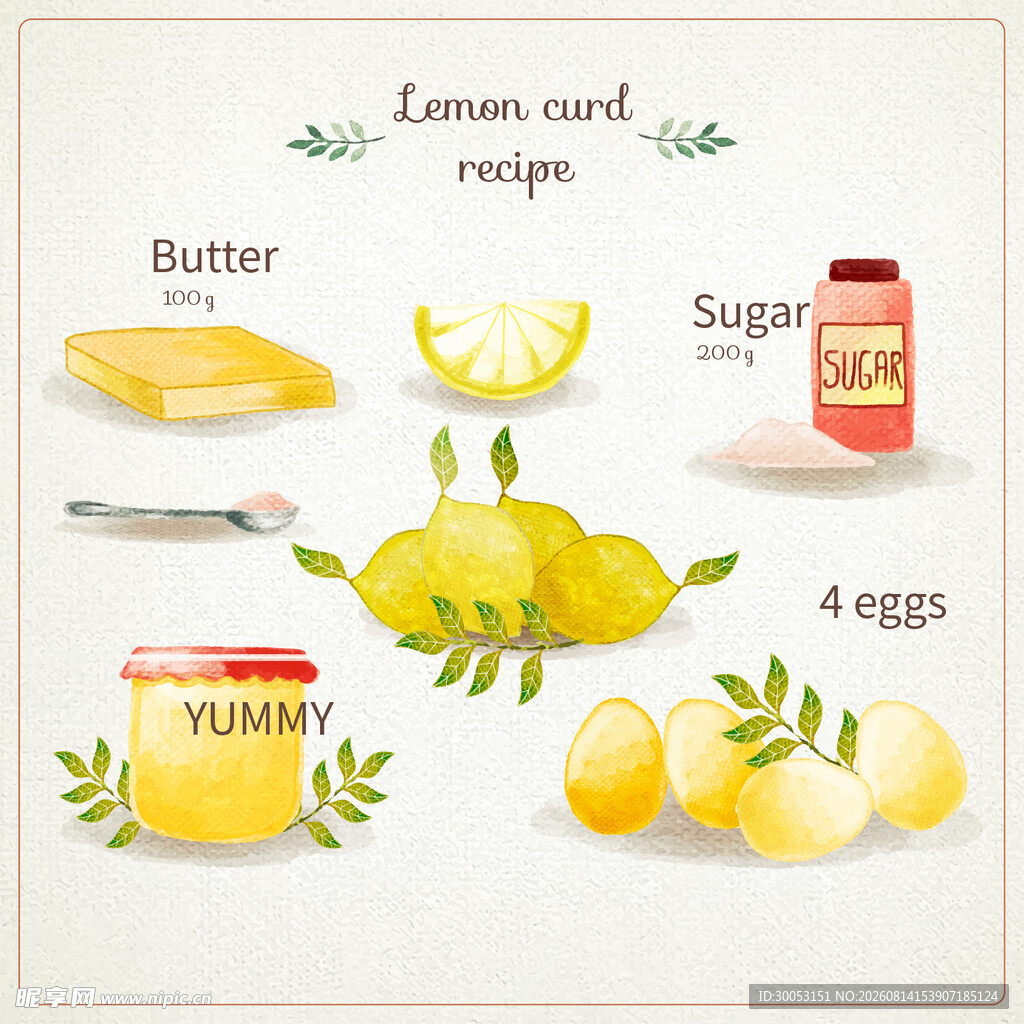 柠檬及烘焙食材插画