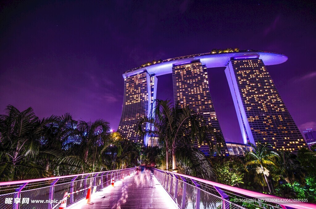 新加坡滨海湾夜景步道